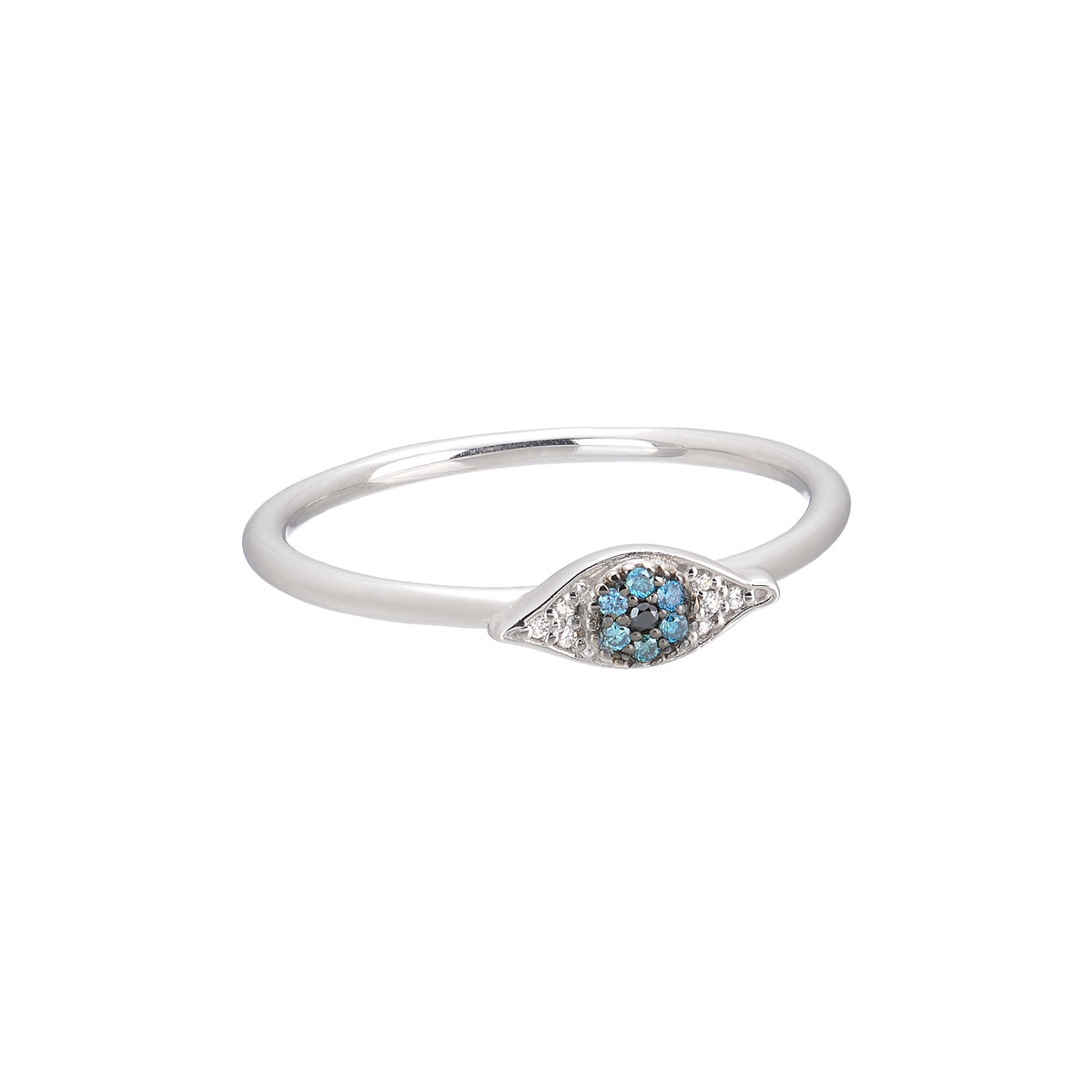 EVIL EYE DIAMOND RING 18K WHITE GOLD