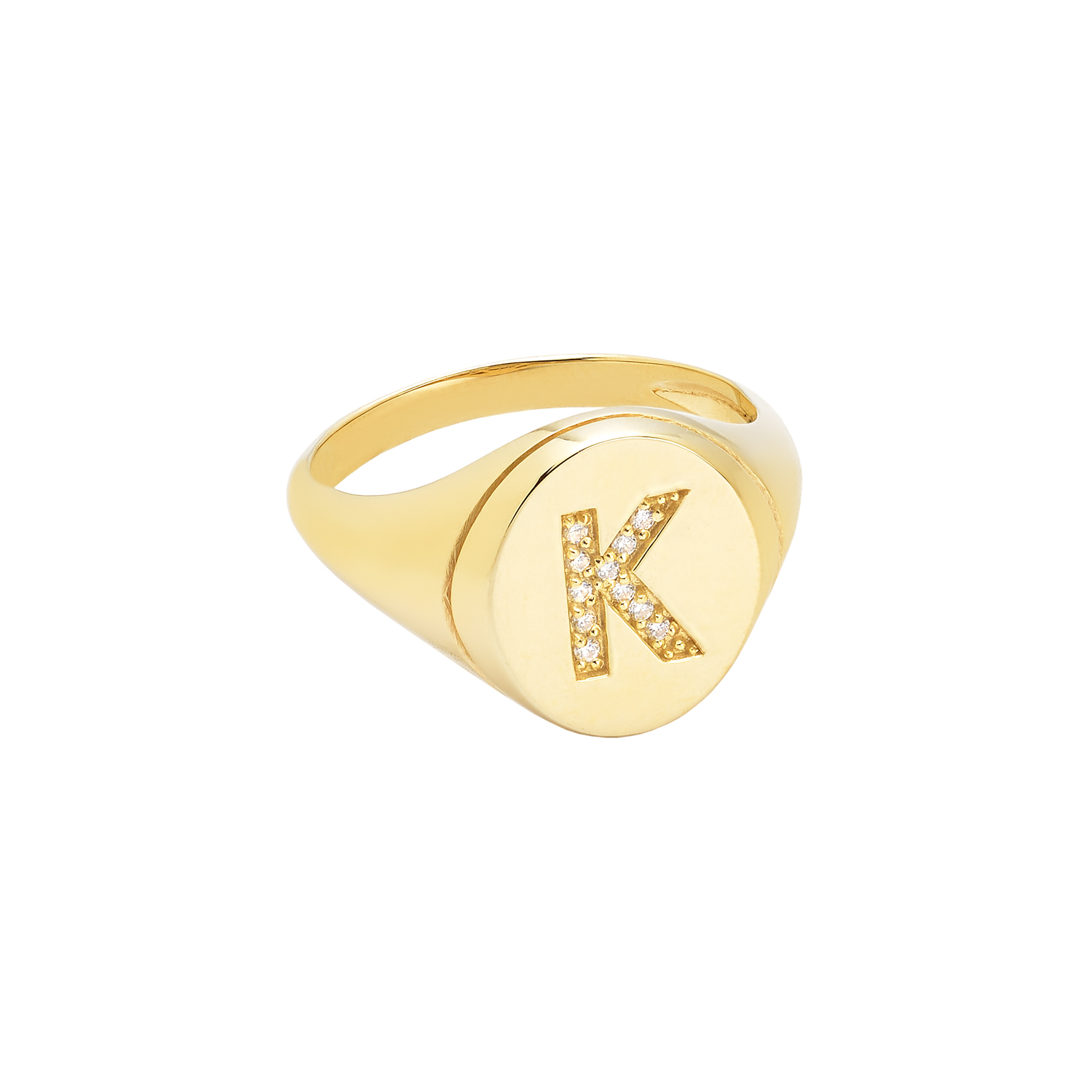 INITIAL -K- DIAMOND RING 18K YELLOW GOLD