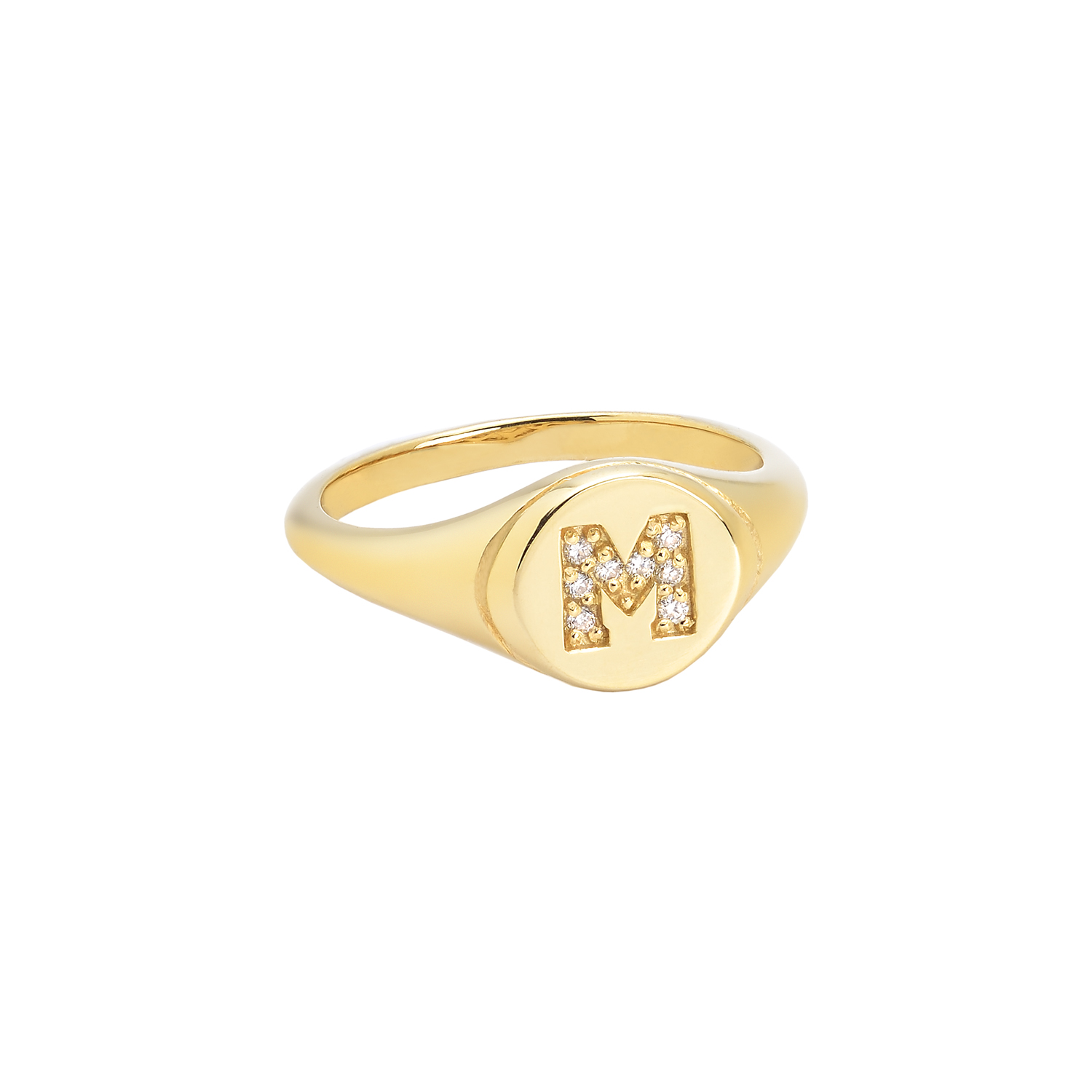 INITIAL -M- DIAMOND RING 18K YELLOW GOLD