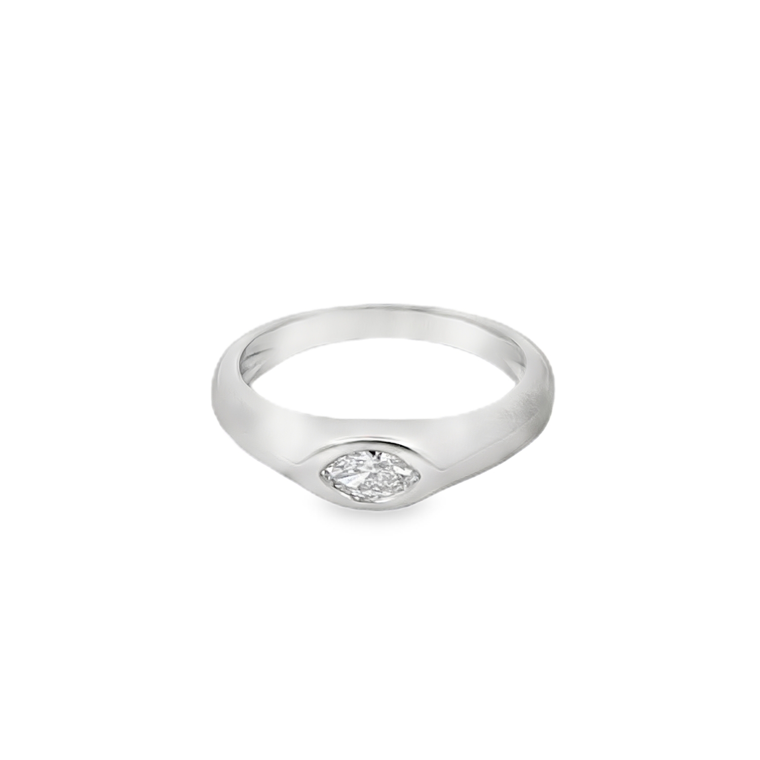 WHITE GOLD RING K18 WITH MARQUISE DIAMONDS