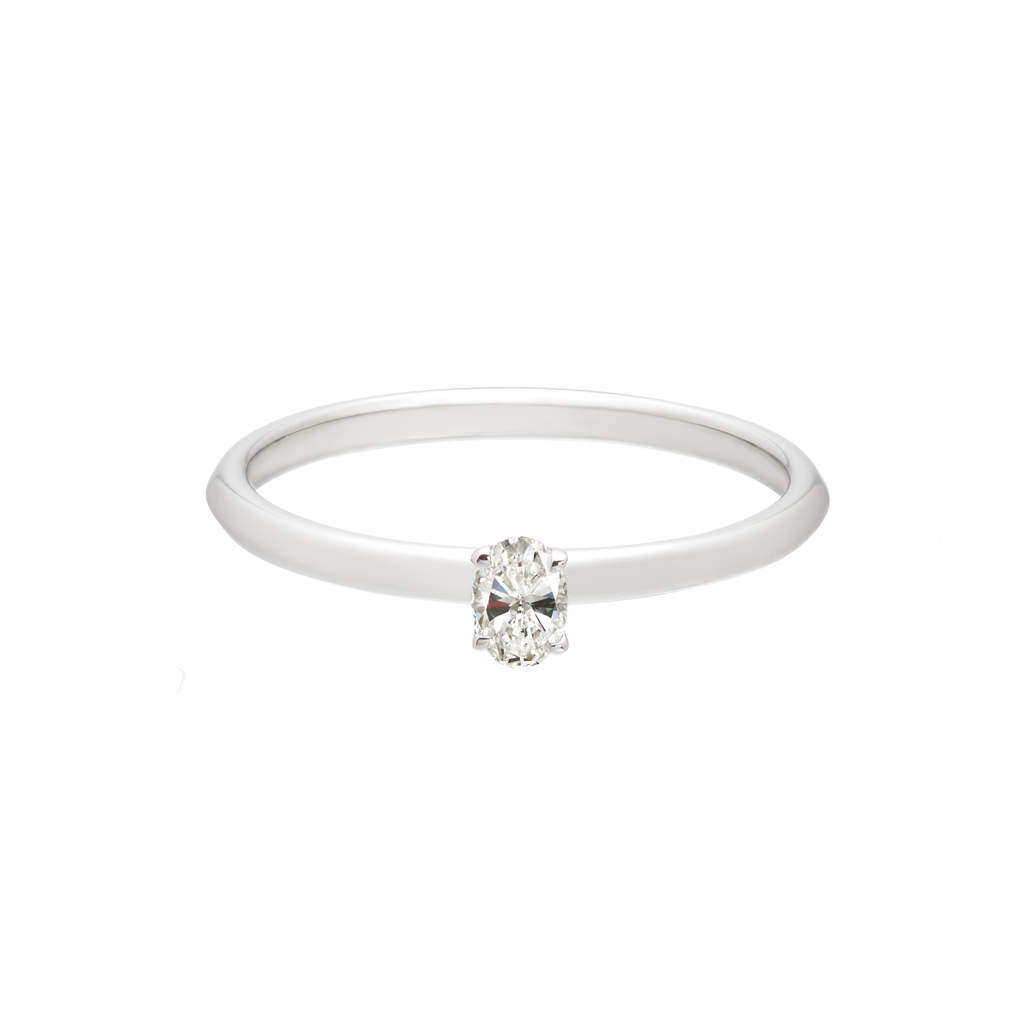 SOLITAIRE WHITE GOLD K18 RING WITH OVAL DIAMOND