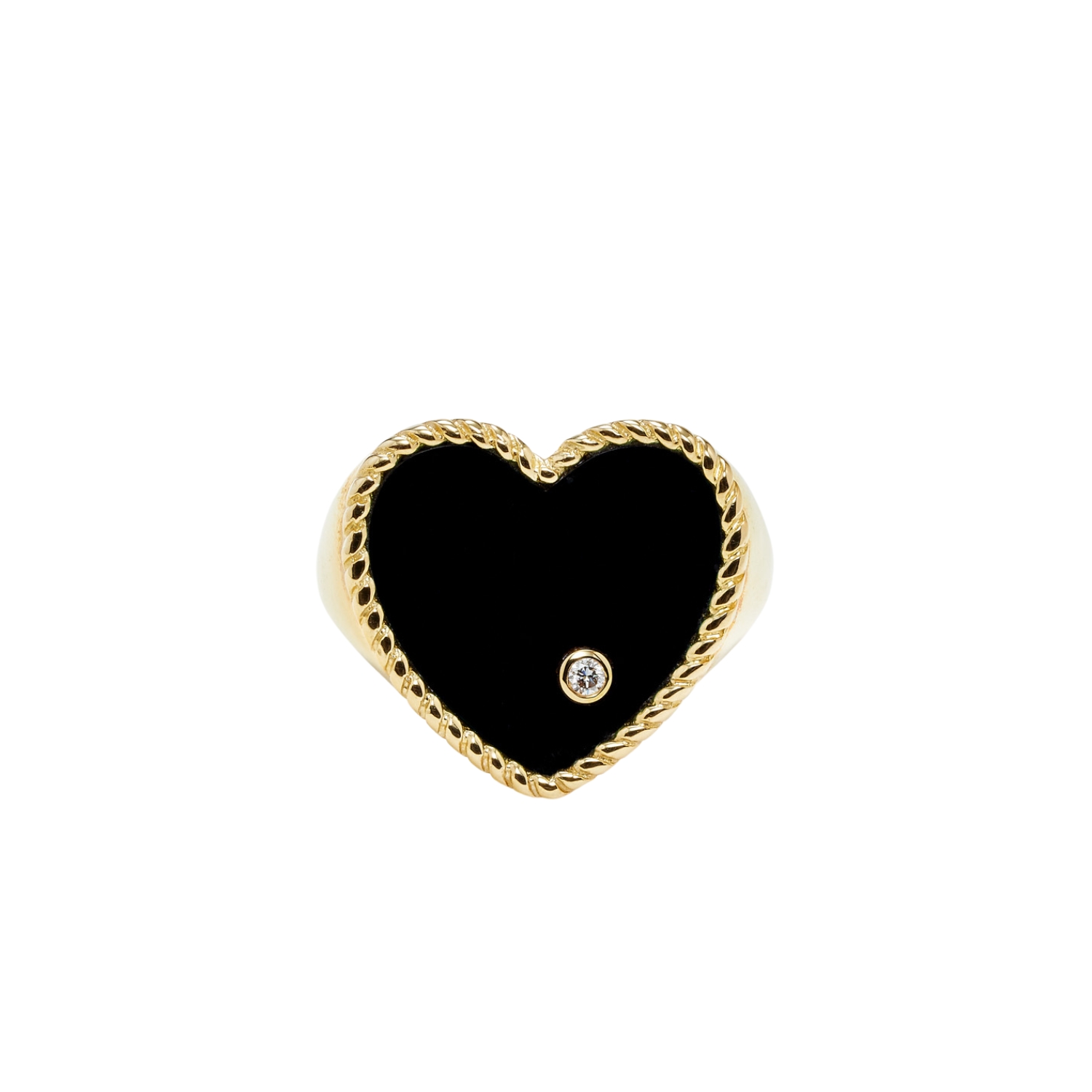 YVONNE LEON GOLD K9 CHEVΑLIE ONYX AND DIAMOND RING