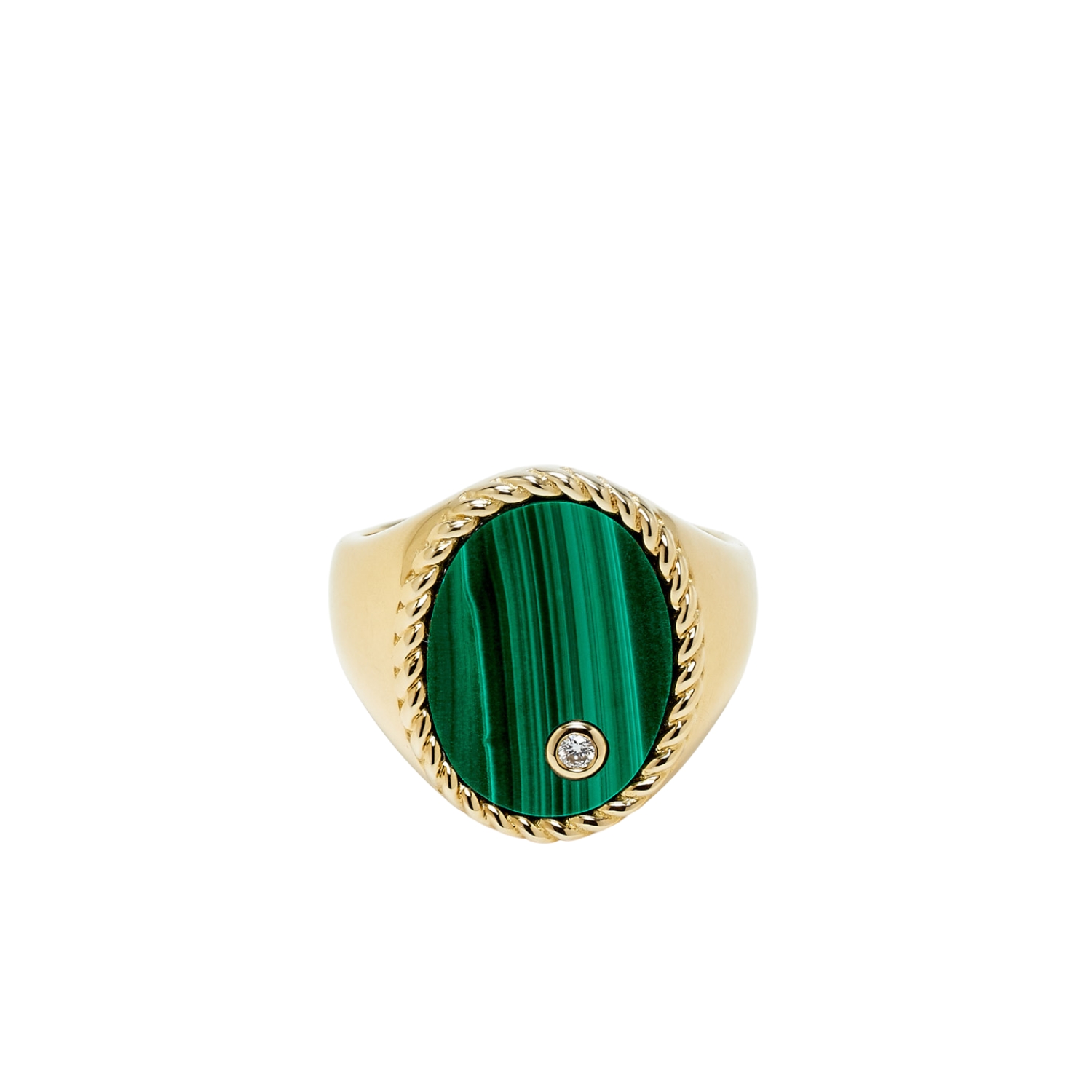 YVONNE LEON CHEVALIE RING IN K9 GOLD WITH MALACHITE AND DIAMOND
