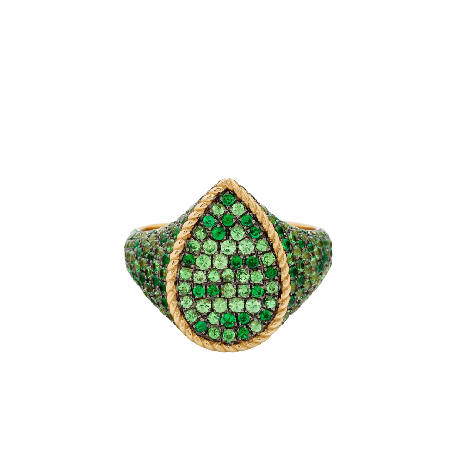 YVONNE LEON CHEVALIE RING K9 GOLD WITH TSAVORITES