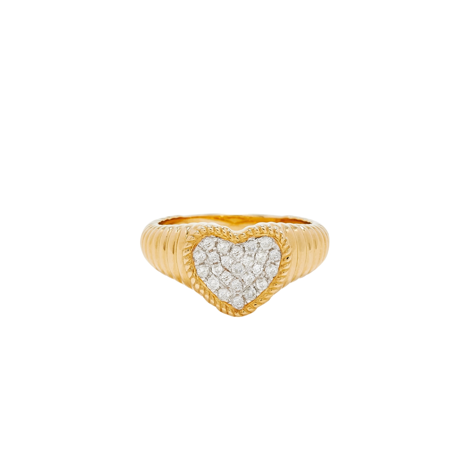 YVONNE LEON RING K9 CHEVΑLIER HEART WITH DIAMONDS