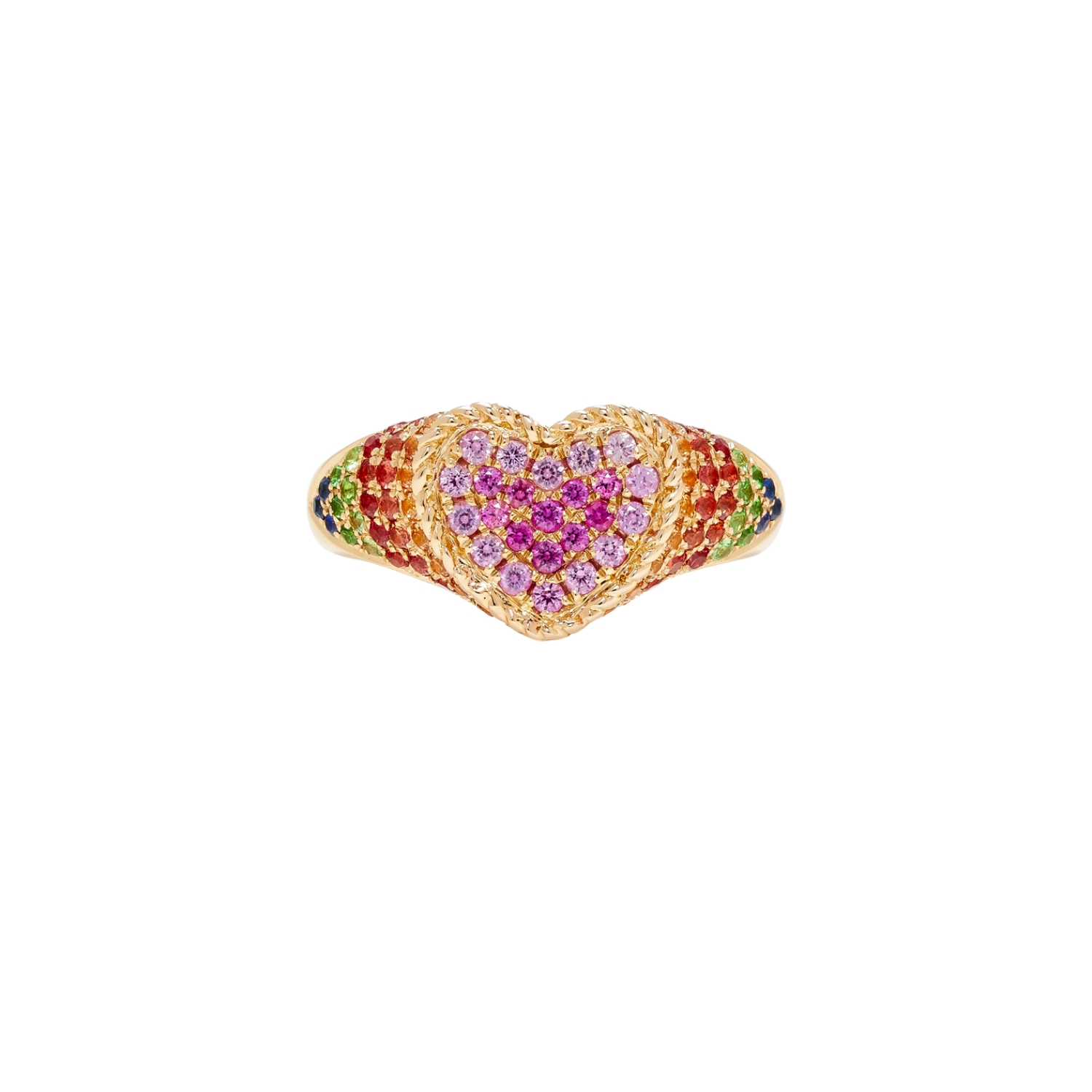 YVONNE LEON CHEVALIER RING K9 GOLD WITH COLOURFUL SAPPHIRES