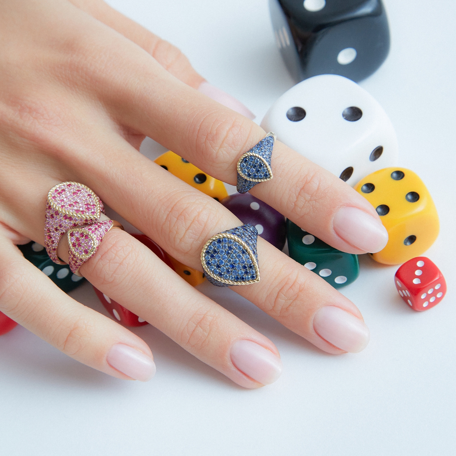 YVONNE LEON CHEVALIER RING K9 GOLD WITH SAPPHIRES