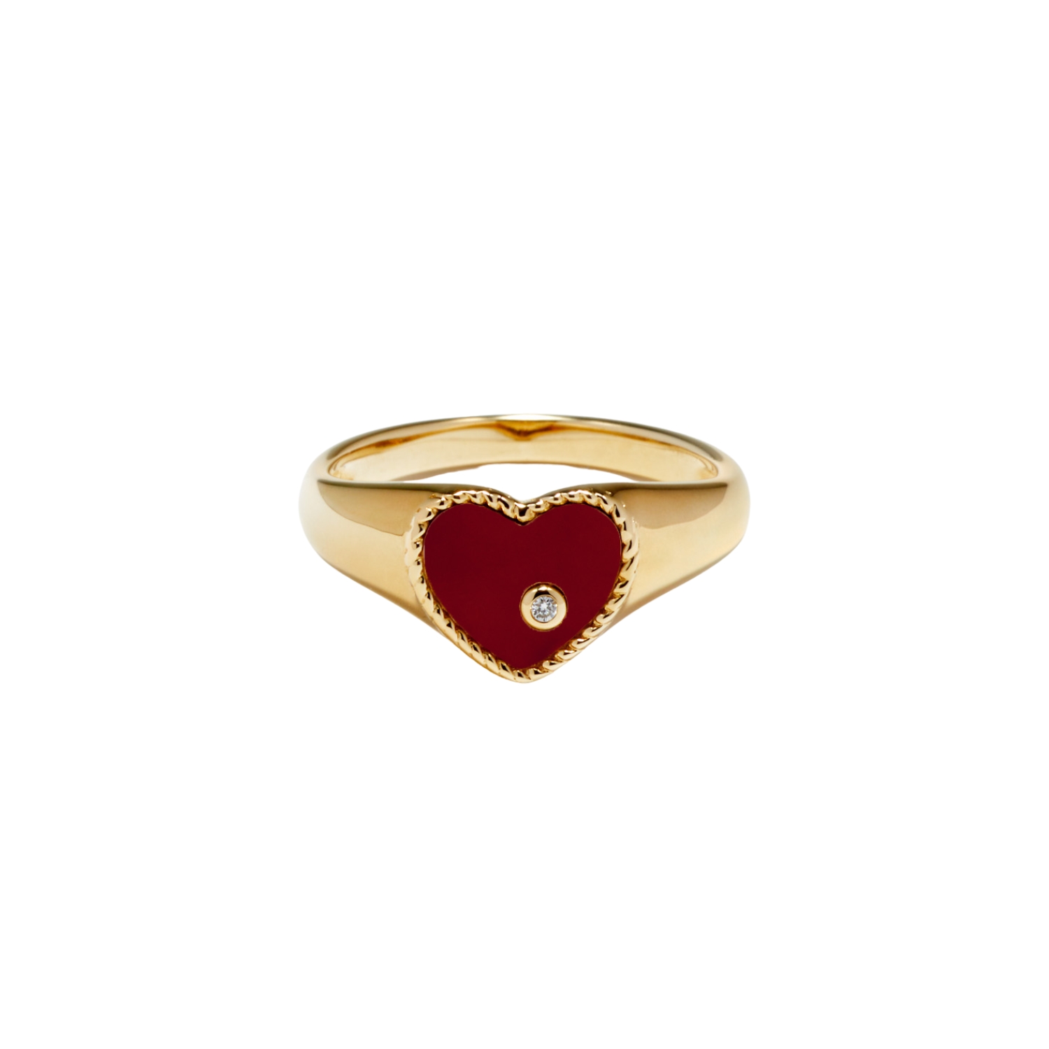 YVONNE LEON RING K9 GOLD WITH RED AGATE AND DIAMONDS
