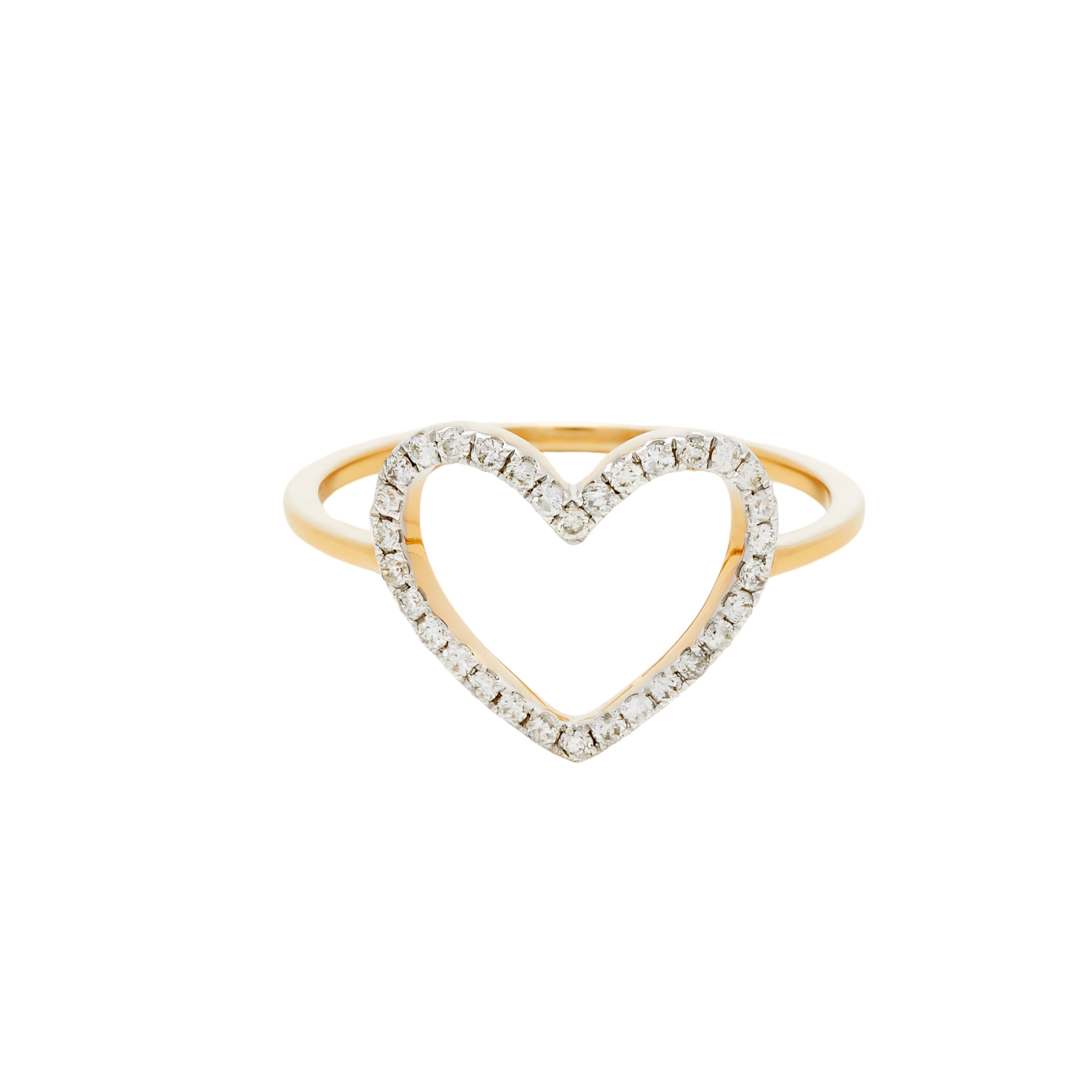 YVONNE LEON BAGUE PETIT COEUR HEART RING WITH DIAMONDS