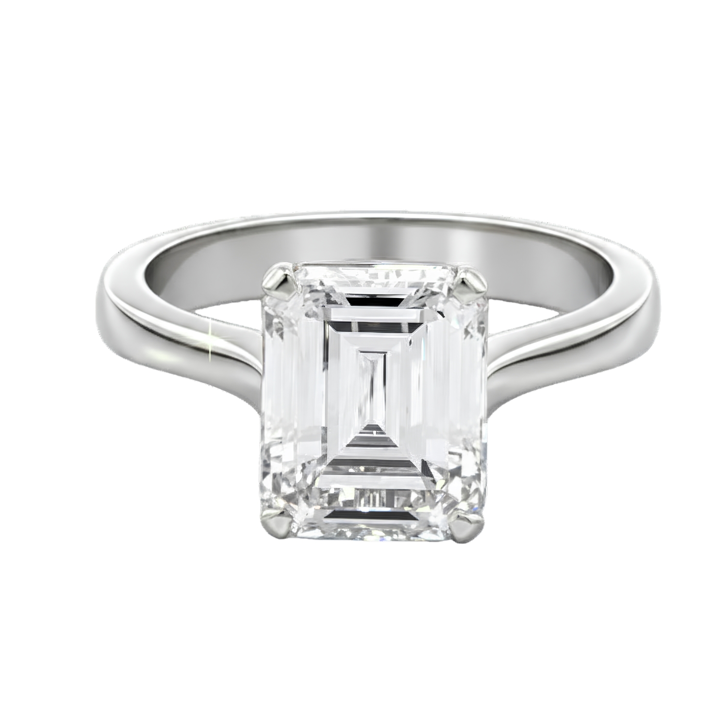 WHITE GOLD RING WITH EMERALD CUT DIAMOND & GIA CERTIFICATION