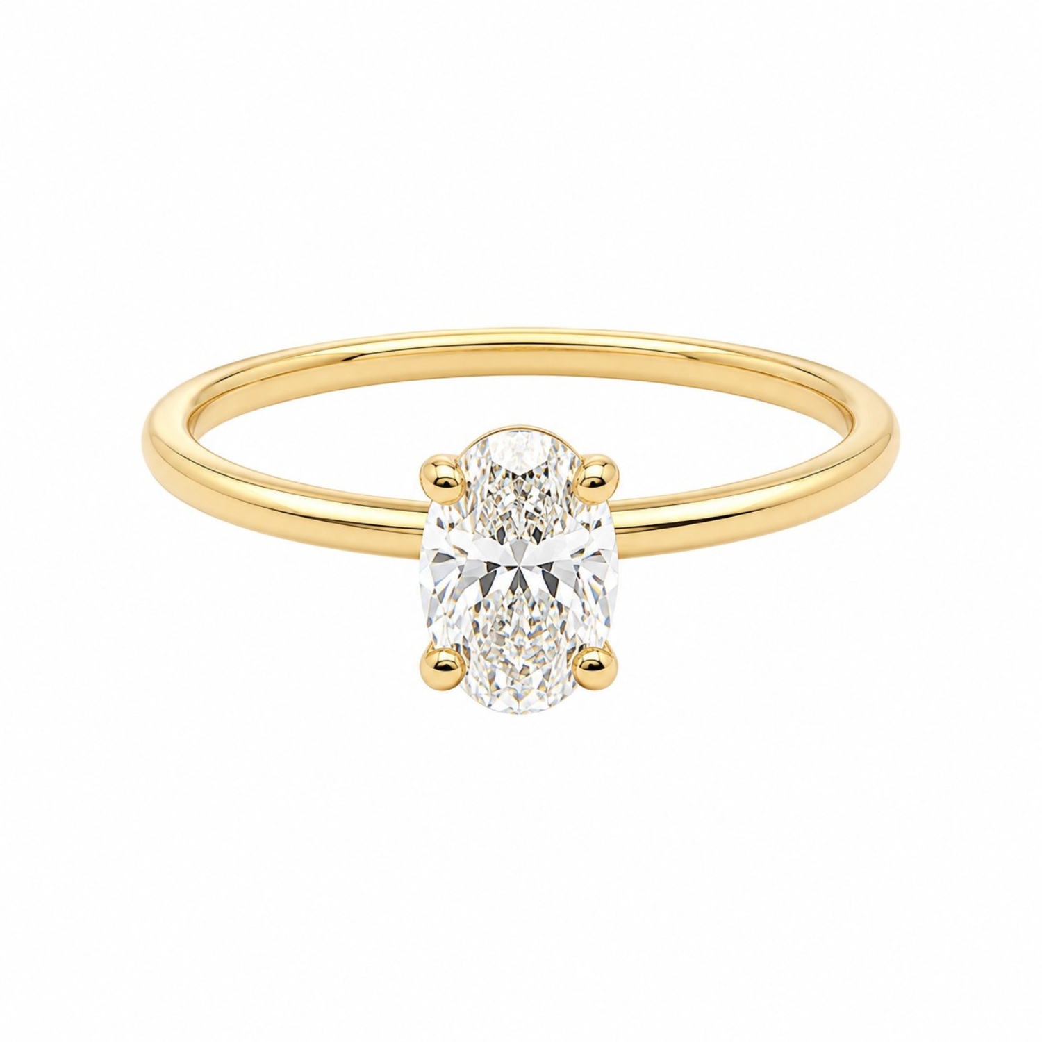 K18 GOLD SOLITAIRE RING WITH OVAL DIAMOND