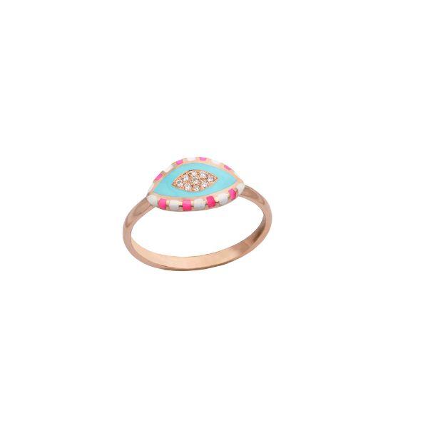 EVIL EYE DIAMOND RING 18K ROSE GOLD