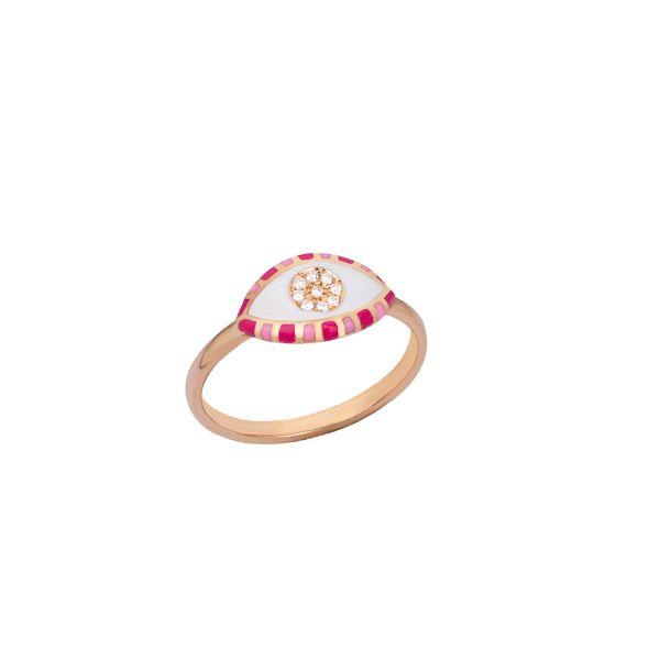 EVIL EYE DIAMOND RING 18K ROSE GOLD