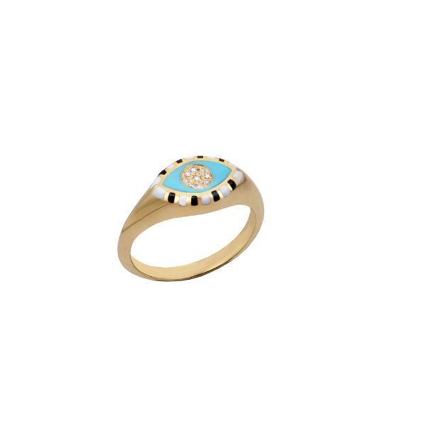 EVIL EYE DIAMOND RING 18K YELLOW GOLD