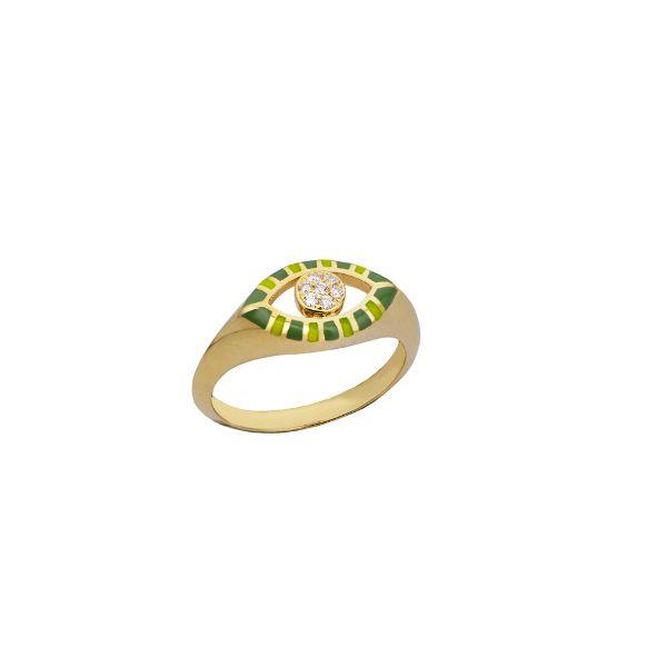 EVIL EYE DIAMOND RING 18K YELLOW GOLD