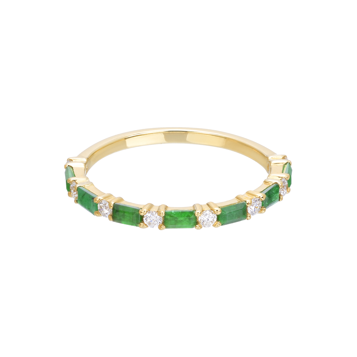 18K GOLD RING WITH EMERALDS AND DIAMONDS