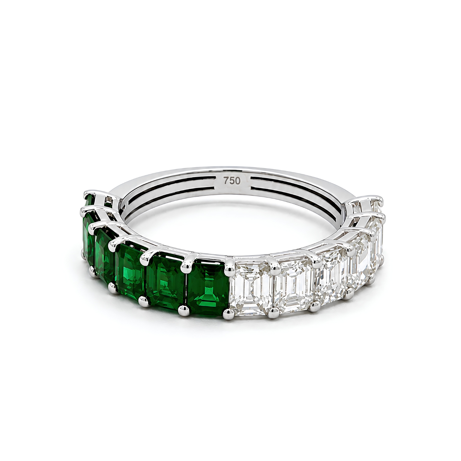 18K WHITE GOLD WITH EMERALDS AND DIAMONDS