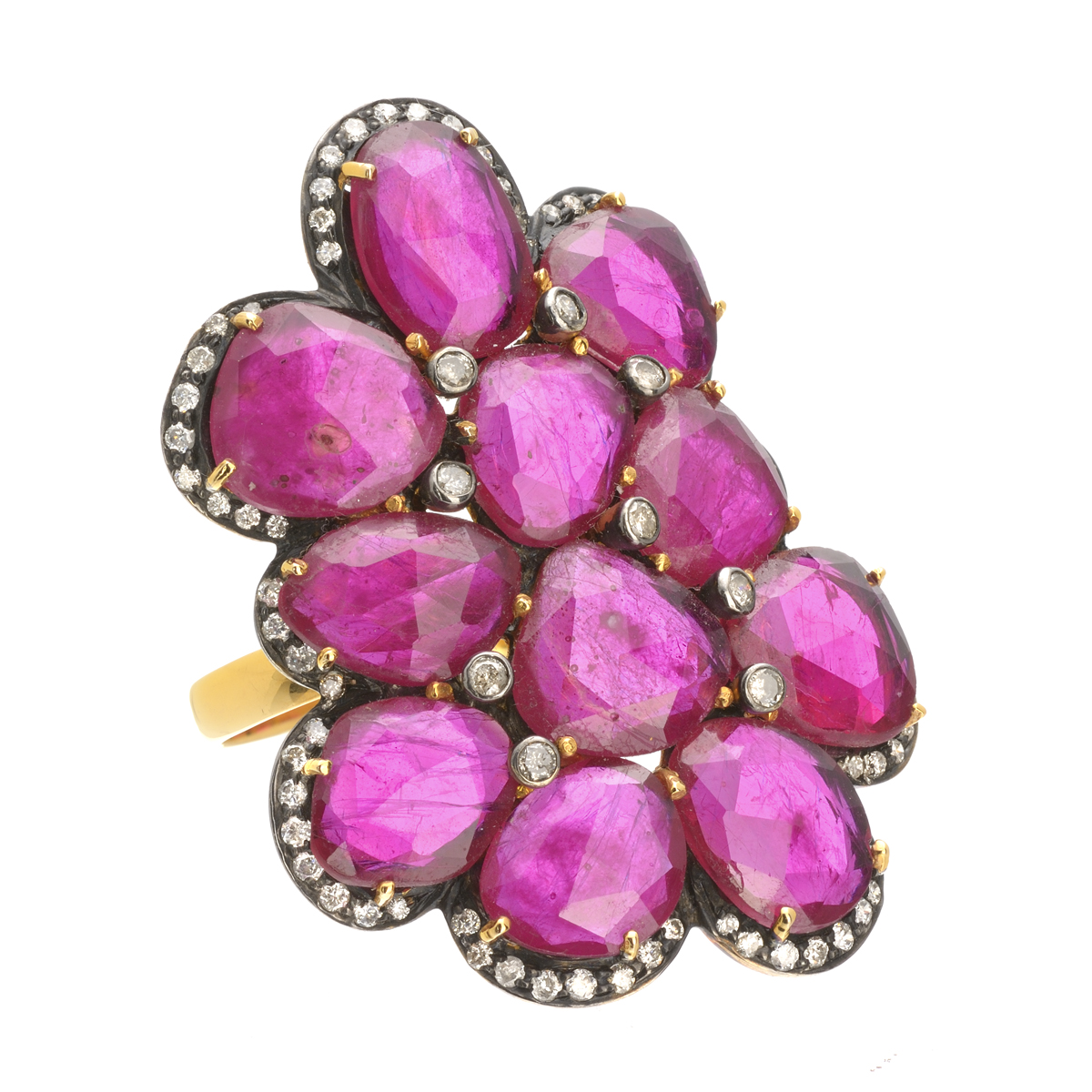 925 STERLING SILVER DIAMOND RING WITH RUBIES