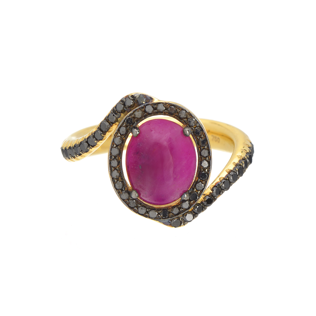 YELLOW GOLD RING WITH DIAMONDS AND RUBY