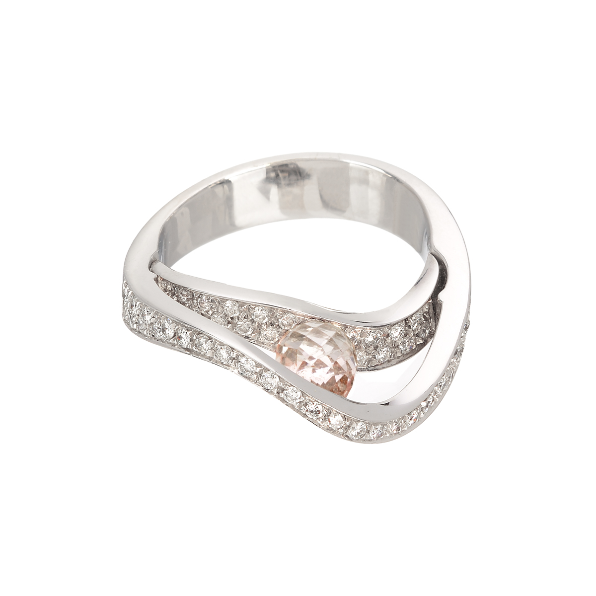 WHITE GOLD RING K18 WITH DIAMONDS AND SAPPHIRE