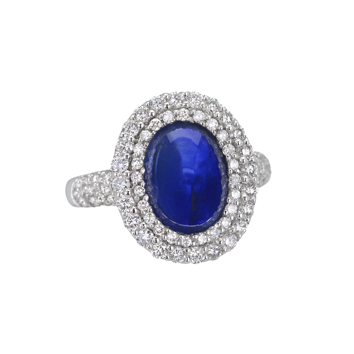 WHITE GOLD K18 RING WITH SAPPHIRE AND DIAMONDS
