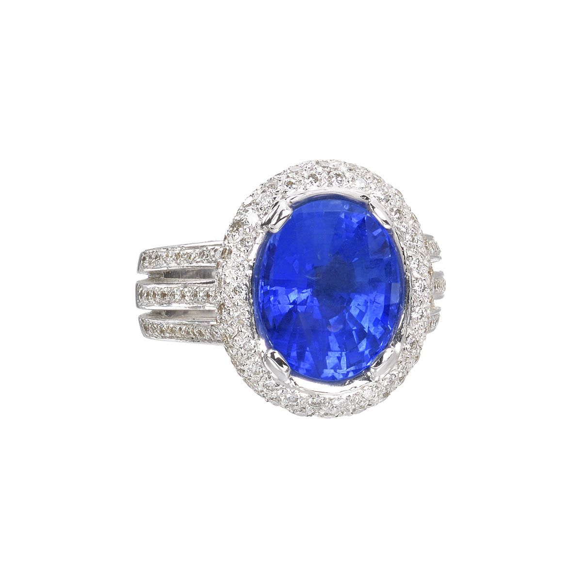 DIAMOND RING WITH SAPPHIRE 18K WHITE GOLD