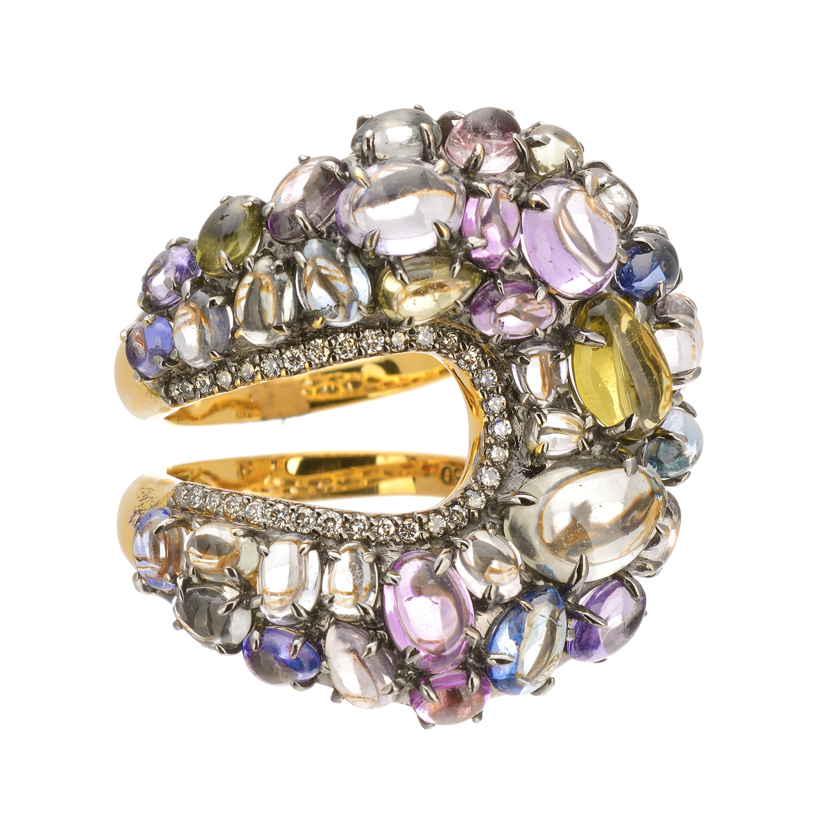 ROSE GOLD RING K18 WITH COLORFULL SAPPHIRES