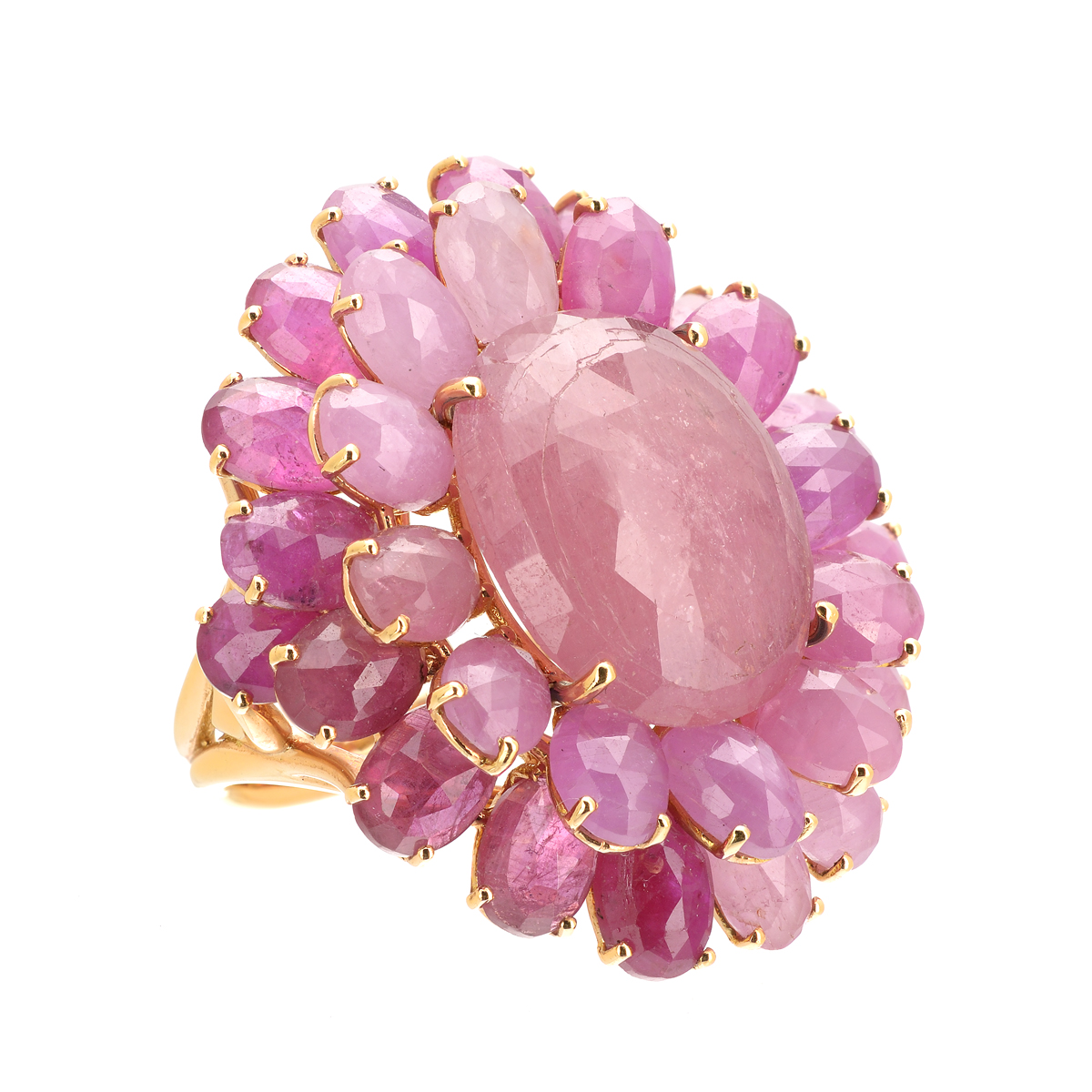 ROSE GOLD RING K18 WITH PINK SAPPHIRES