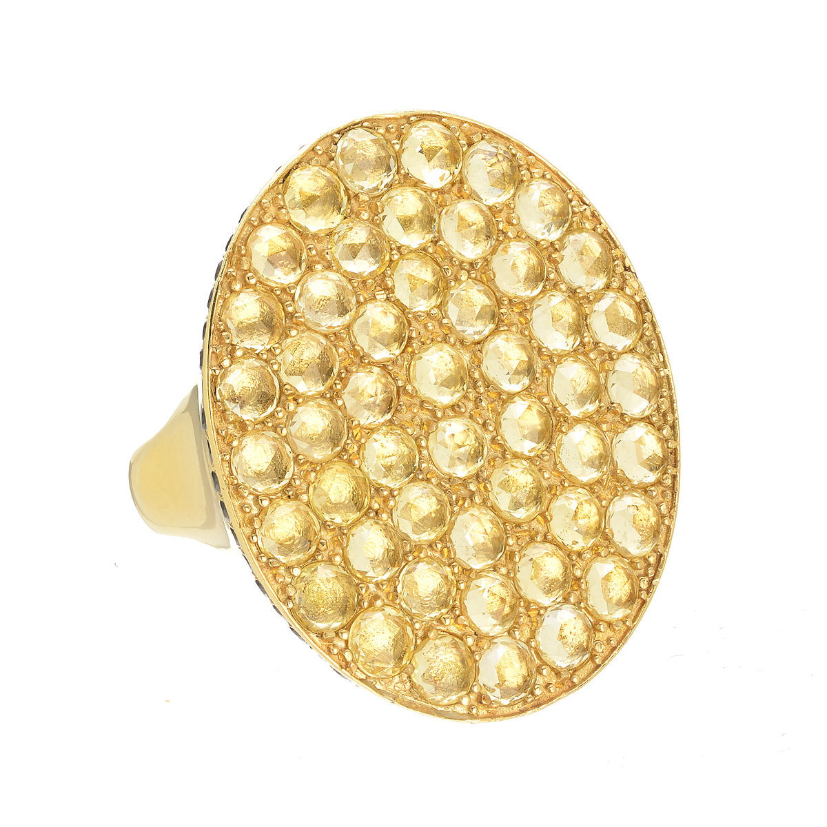 K18 YELLOW GOLD BLACK DIAMOND RING WITH SAPPHIRES