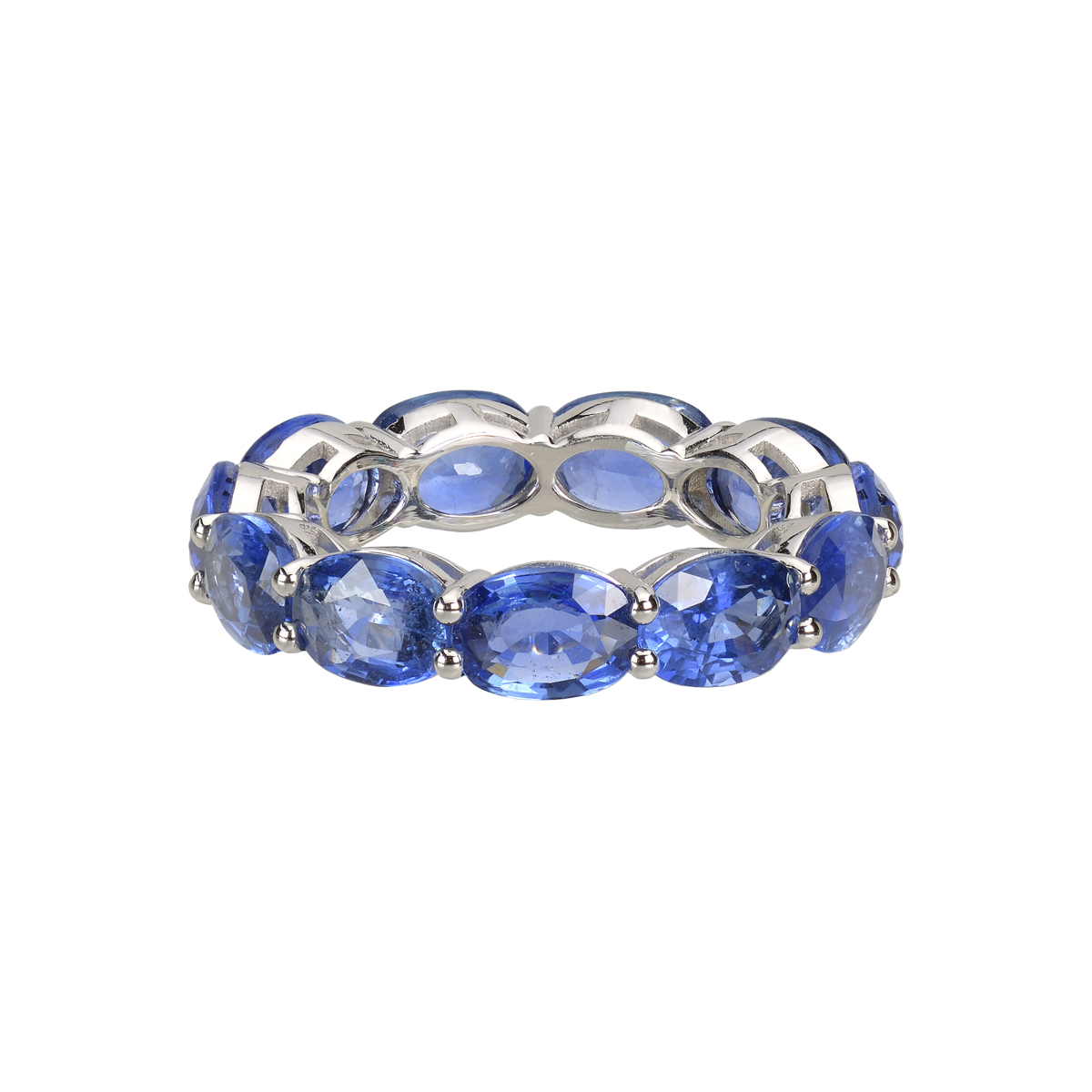 WHITE GOLD ETERNITY RING K18 WITH OVAL SAPPHIRES