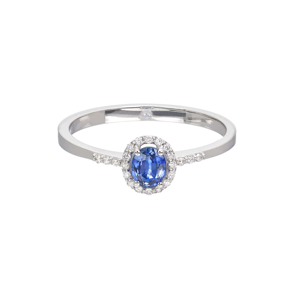 DIAMOND RING WITH SAPPHIRE K18 WHITE GOLD
