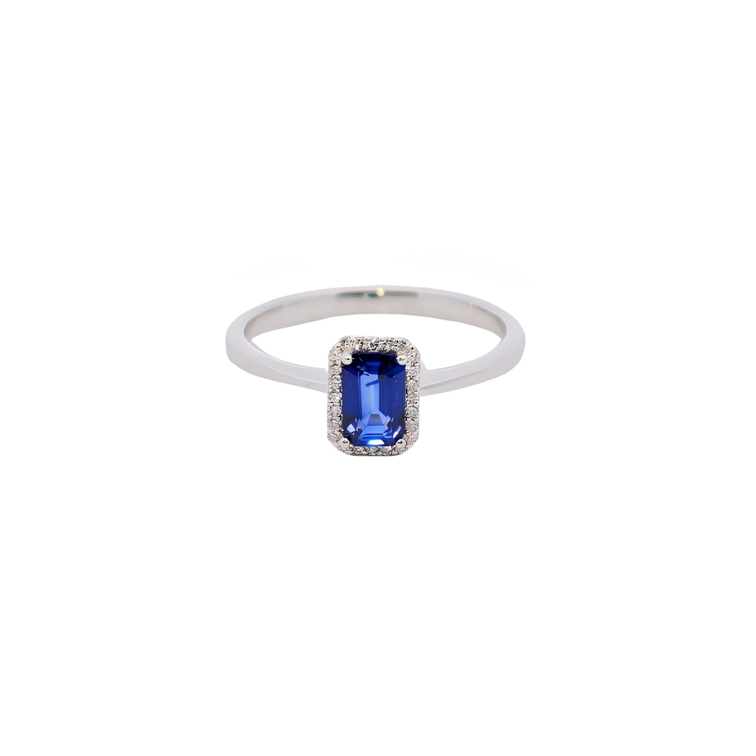 18K WHITE GOLD WITH DIAMONDS AND BLUE SAPPHIRE