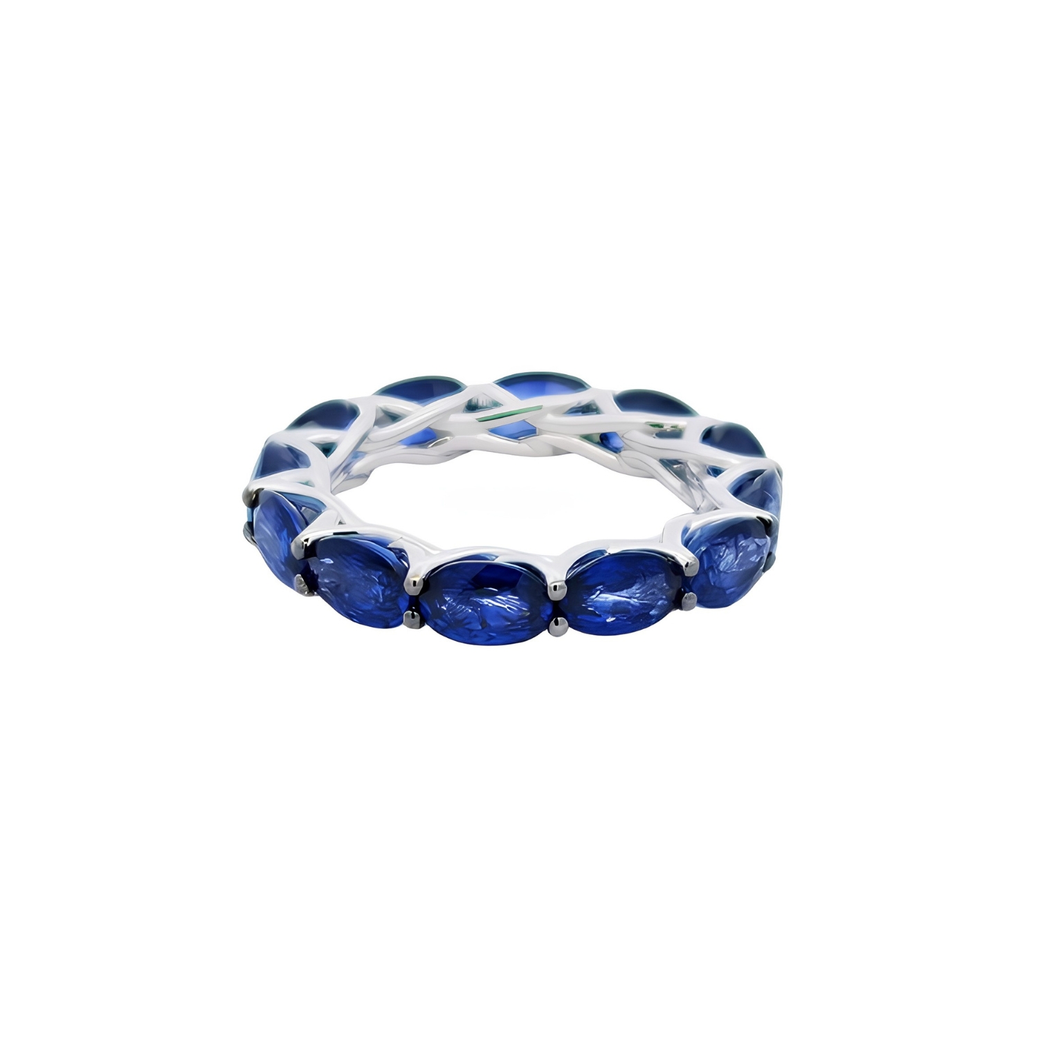 K18 ETERNITY RING WITH OVAL SAPPHIRE