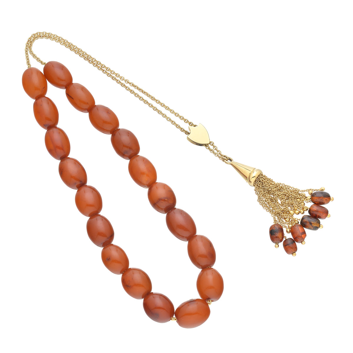 WORRY BEADS WITH AMBER K18 YELLOW GOLD
