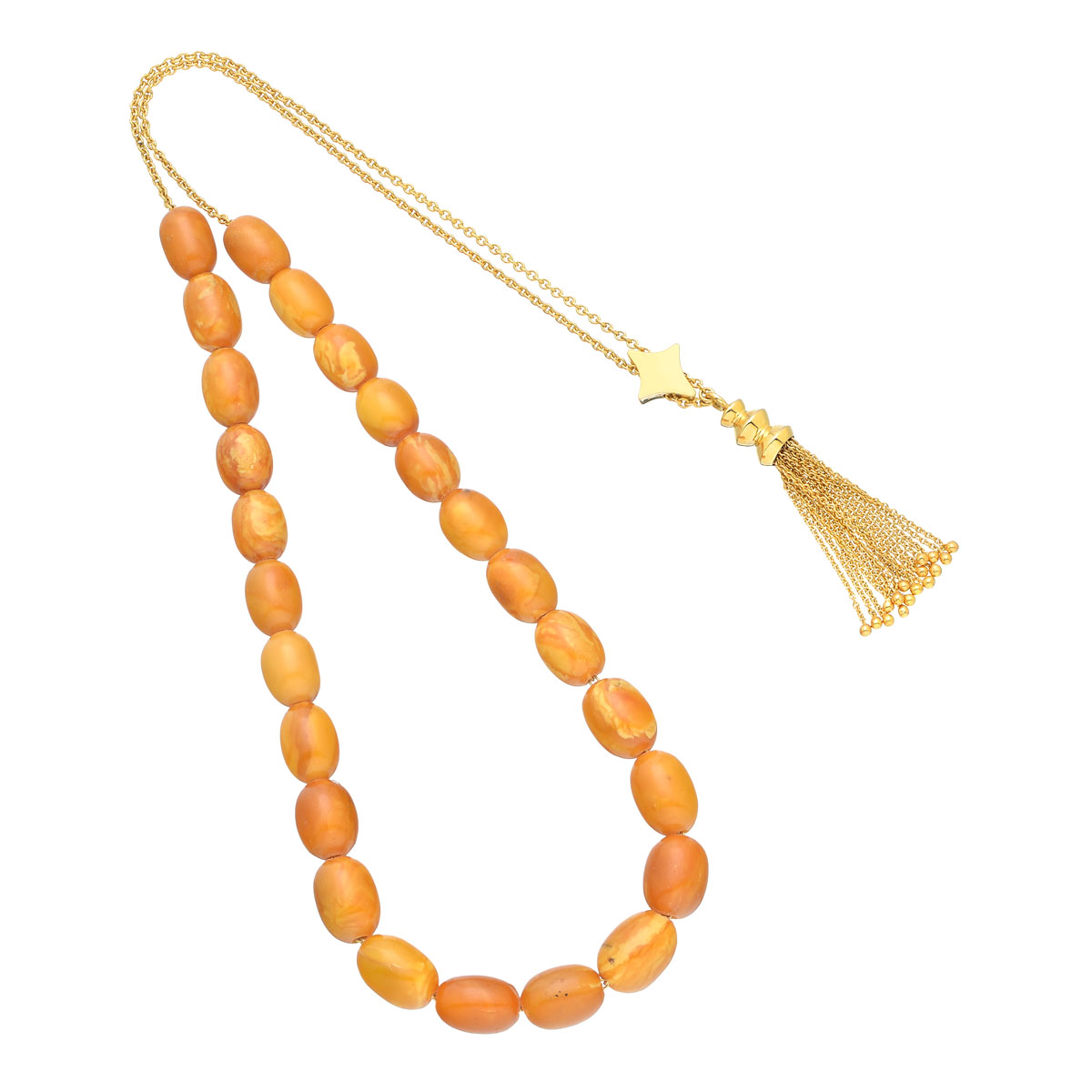 WORRY BEADS WITH AMBER K18 YELLOW GOLD