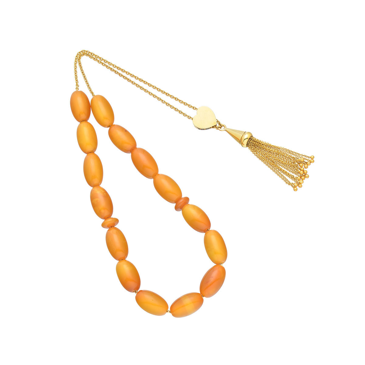 WORRY BEADS WITH AMBER K18 YELLOW GOLD