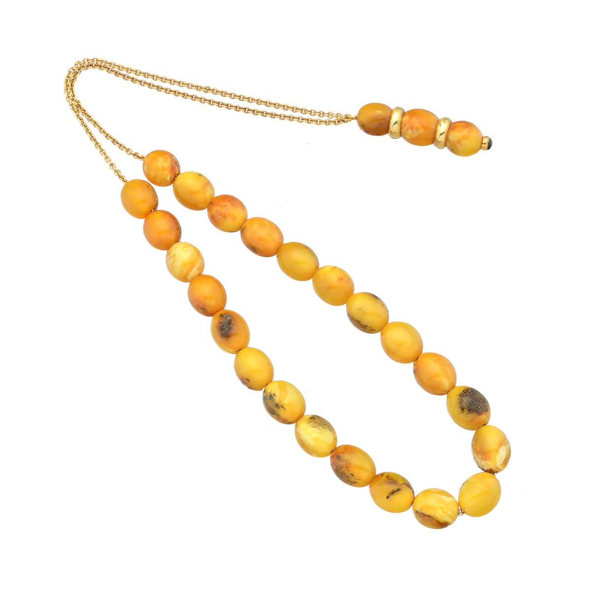 WORRY BEADS WITH YELLOW AMBER K18 YELLOW GOLD