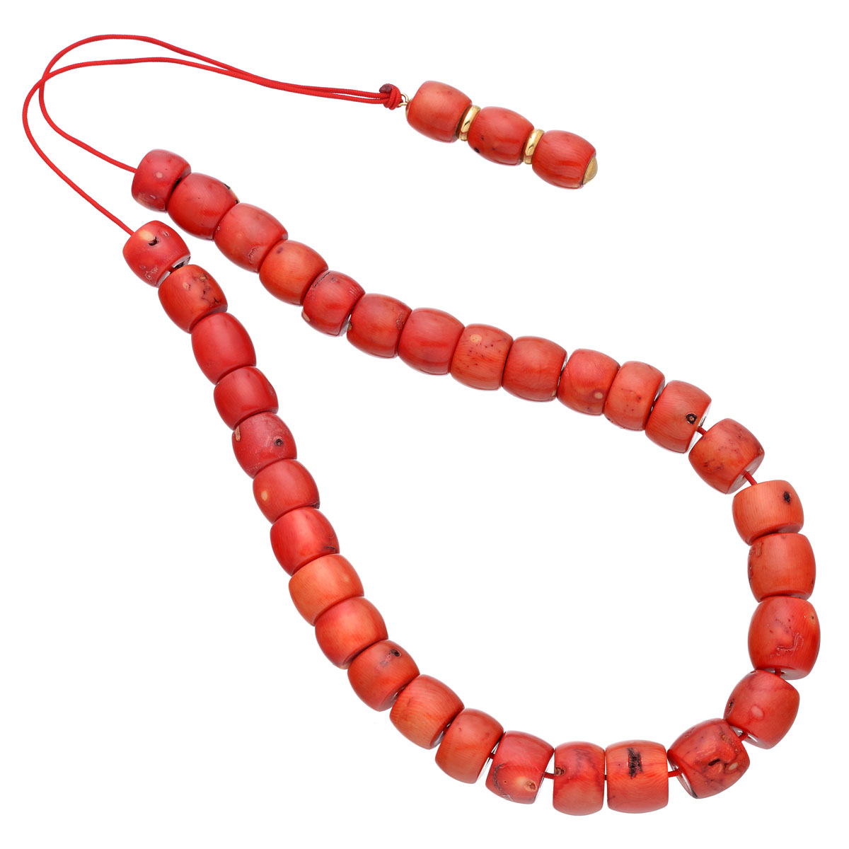 WORRY BEADS WITH CORALS AND K18 YELLOW GOLD