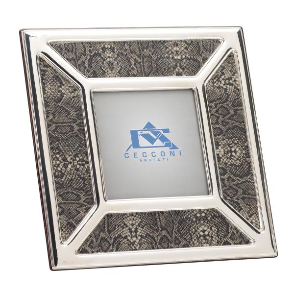 SILVER PICTURE FRAME WITH PYTHON LEATHER