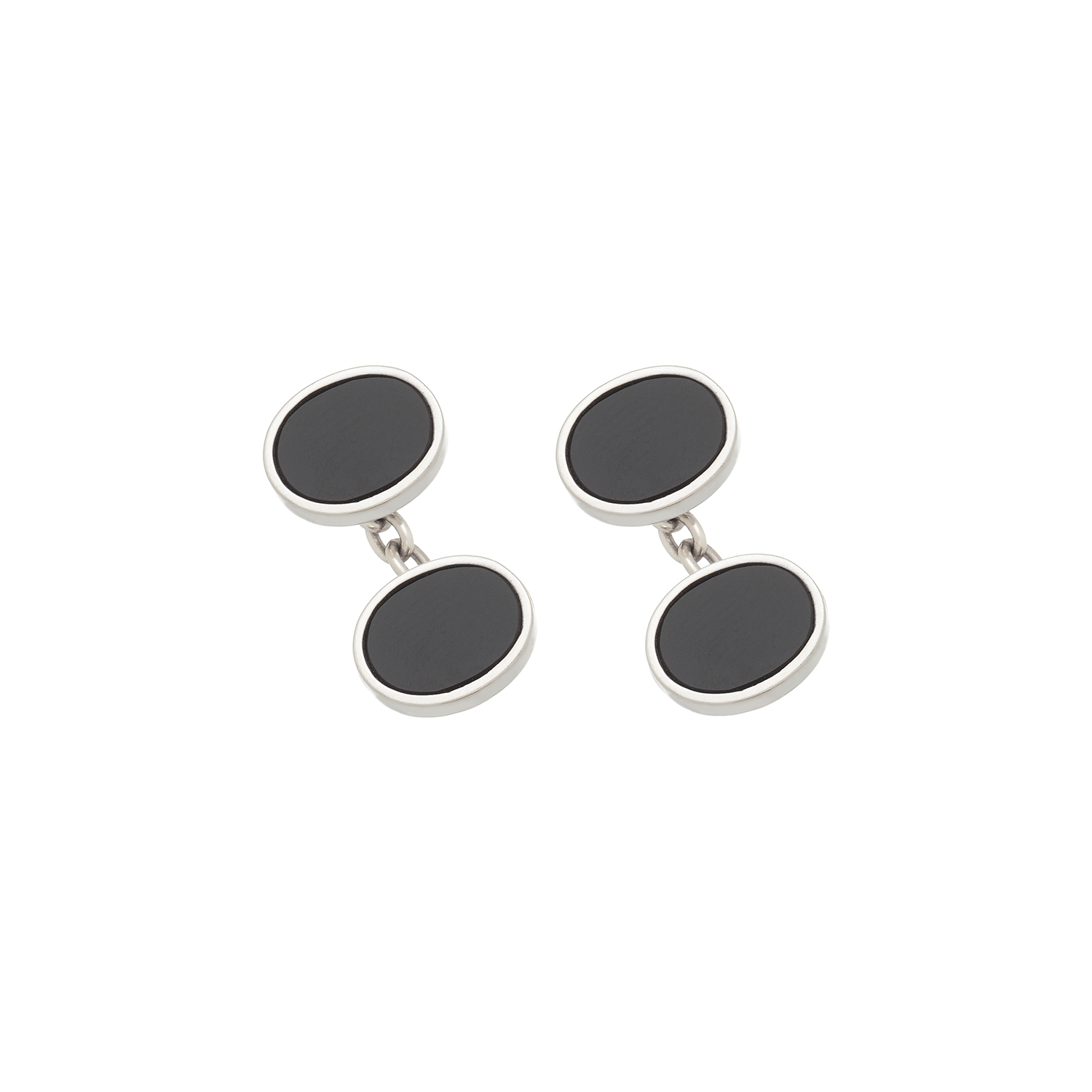 SILVER CUFFLINKS WITH BLACK ONYX