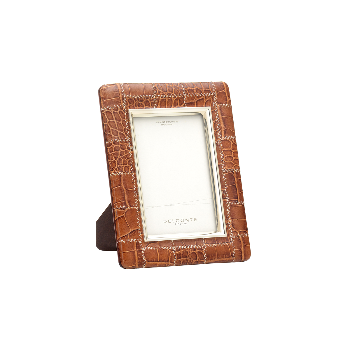 LEATHER FRAME WITH SILVER BORDER