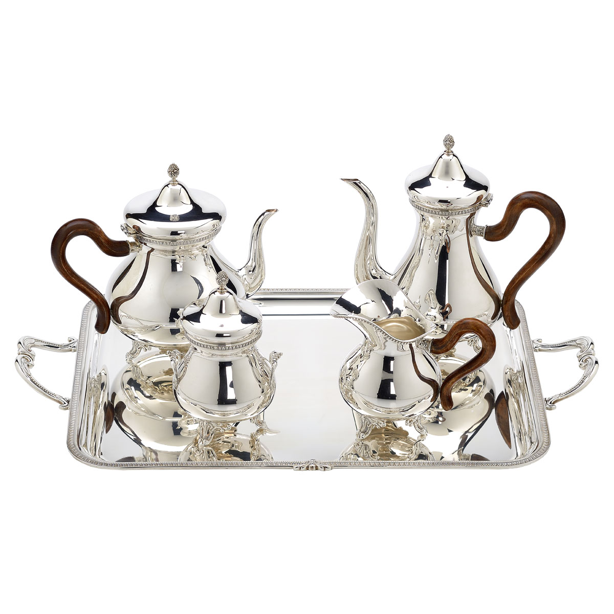 SILVER SERVING SET WITH TRAY