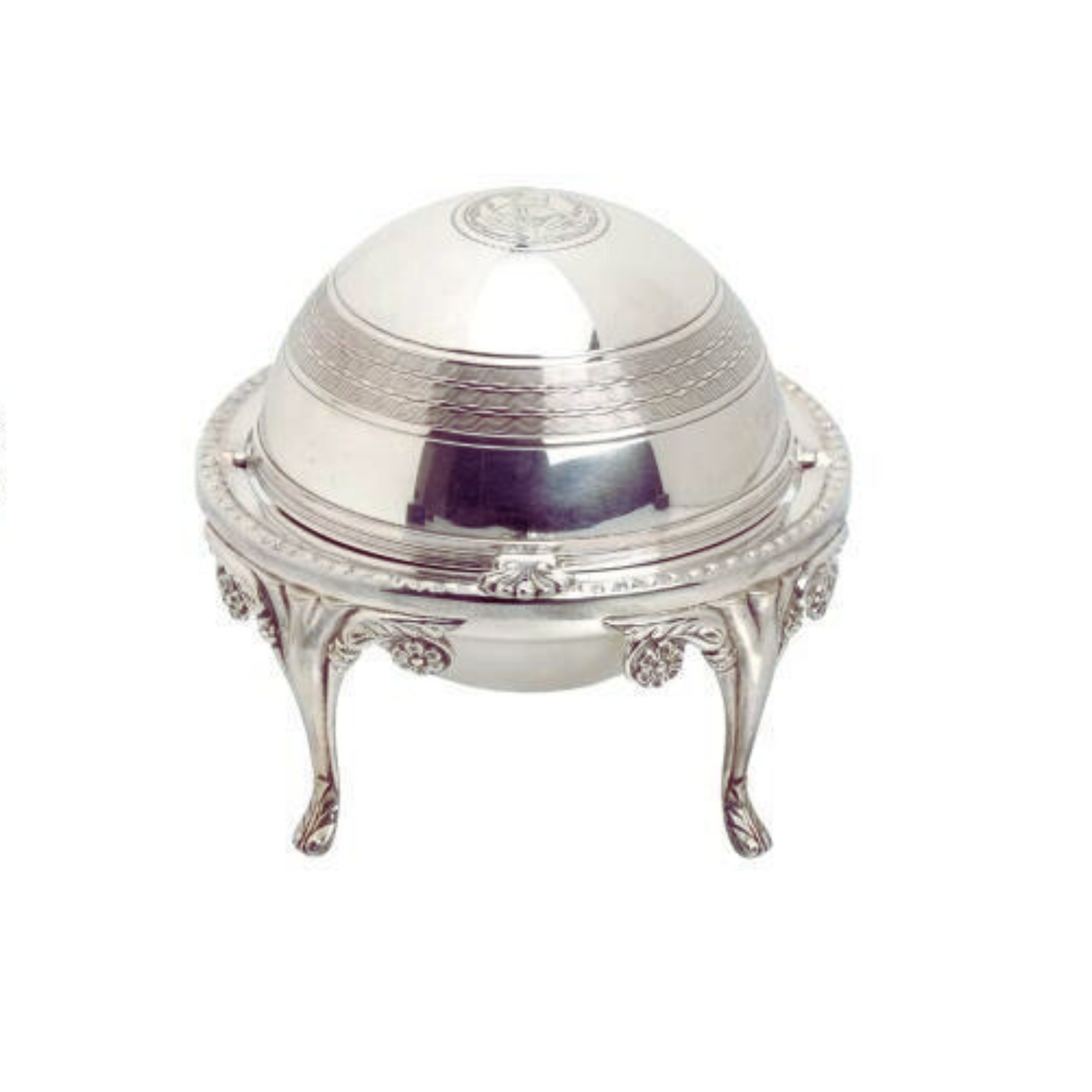 SILVER PLATED BASE WITH GLASS BOWL AND LID
