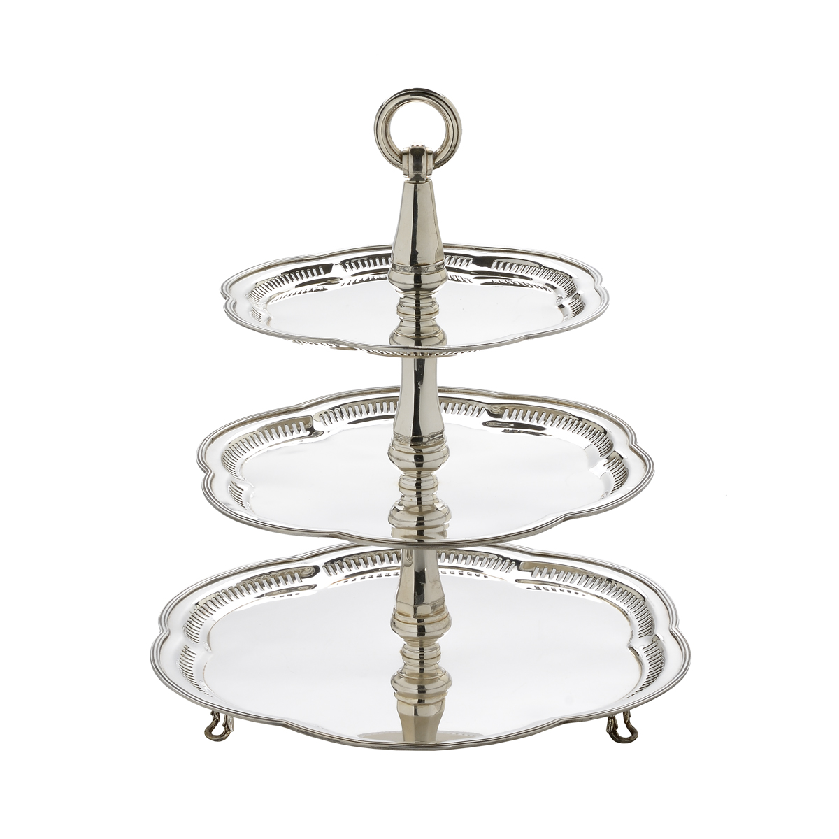 SILVER PLATED BASE WITH THREE TRAYS