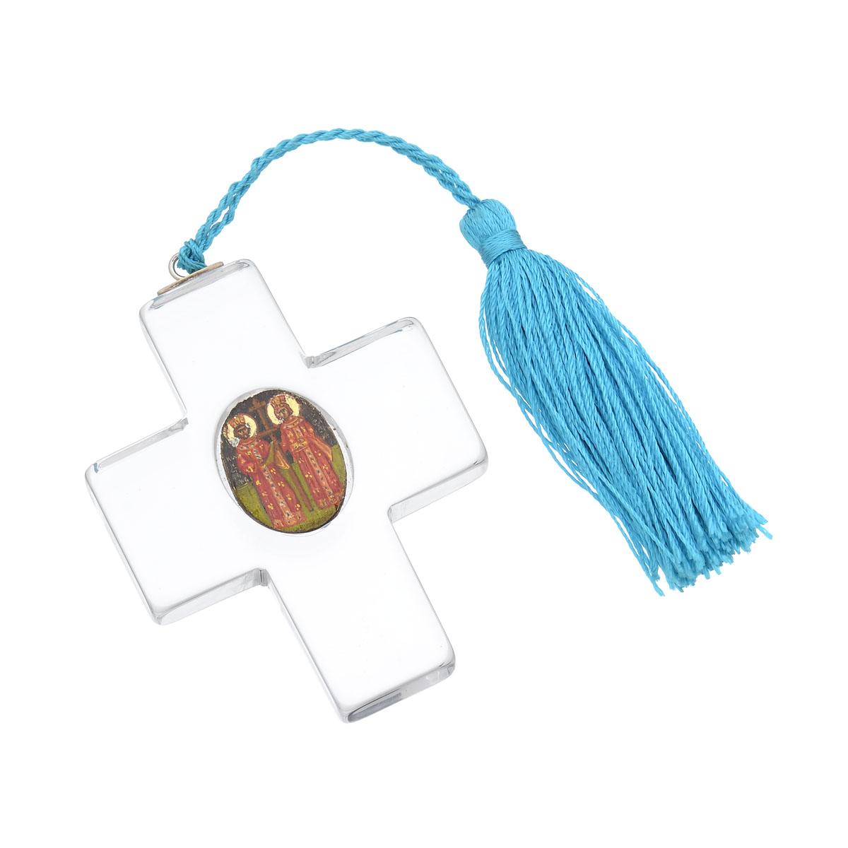 PLEXI CROSS WITH SAINT CONSTANTINE AND SAINT HELENA PICTURE
