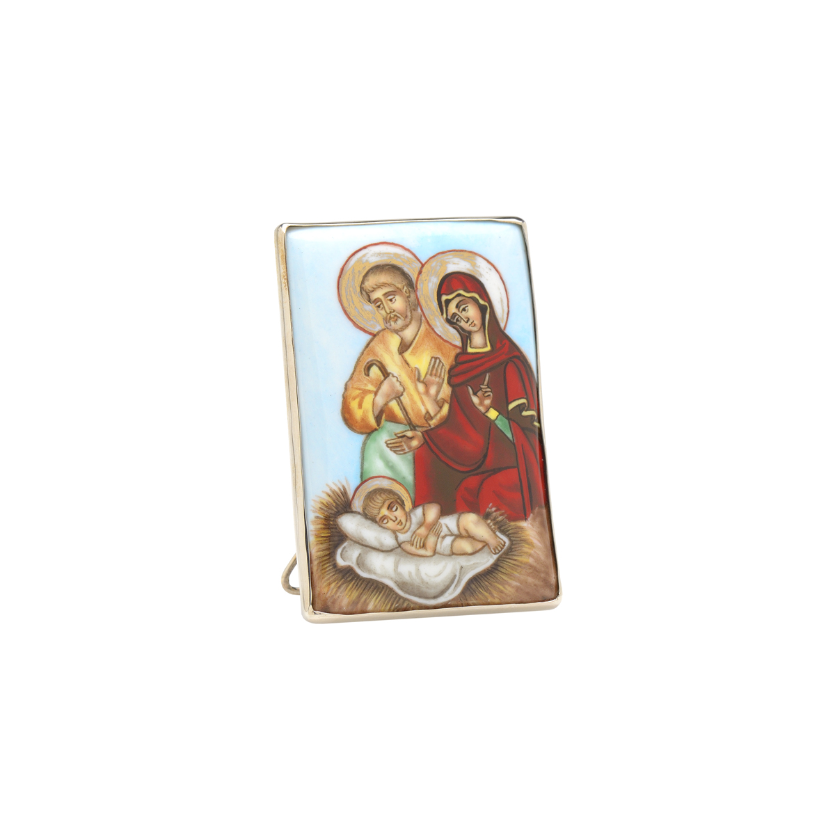 SILVER PICTURE FRAME WITH JESUS BIRTH IMAGE