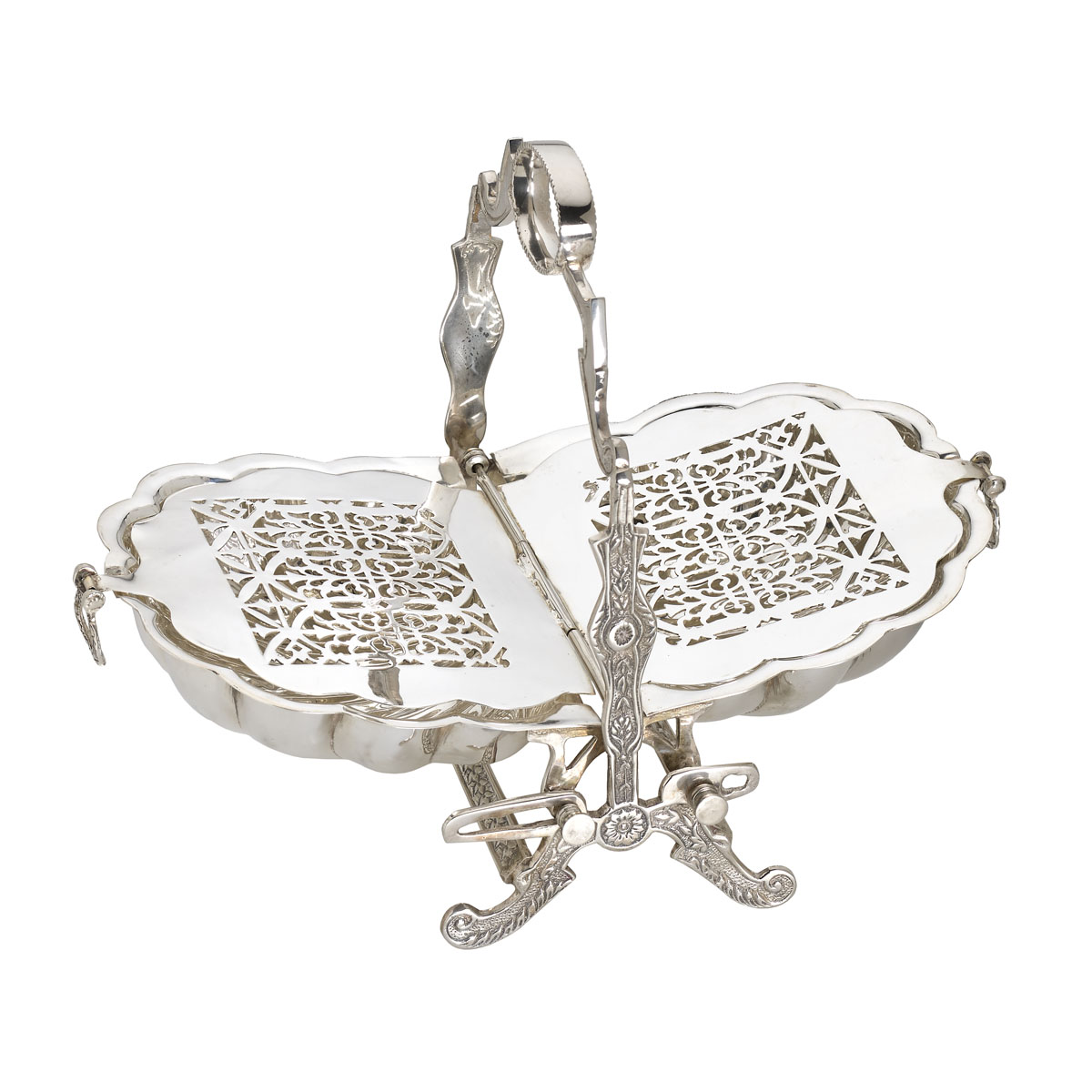 SILVER PLATED BASE WITH 2 COLLAPSIBLE BOWLS
