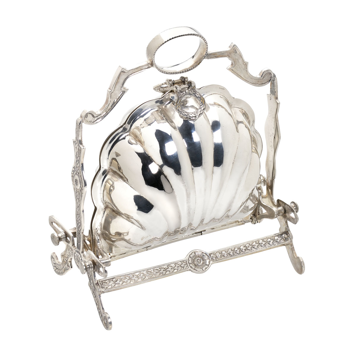 SILVER PLATED BASE WITH 2 COLLAPSIBLE BOWLS
