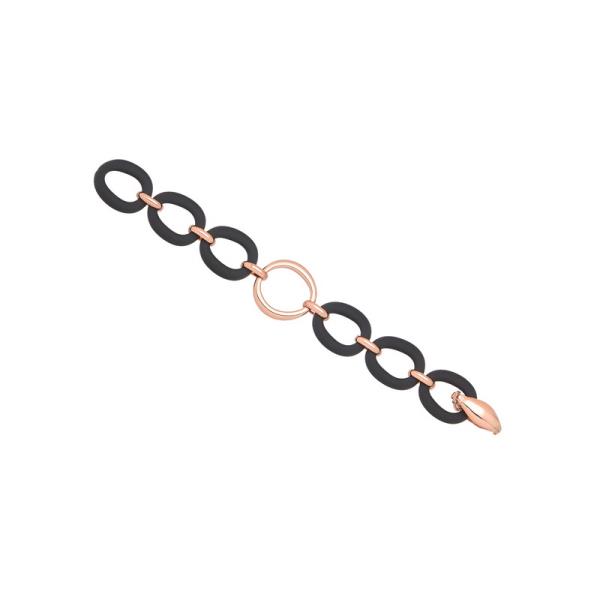 BRACELET WITH ROSE AND BLACK HOOPS
