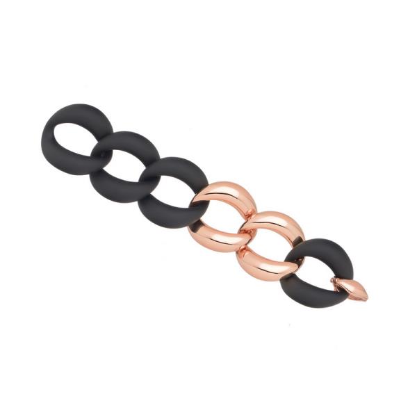 ROSE SILVER BRACELET WITH BROWN OVAL HOOPS